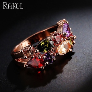 خواتم أحجار ملونة RP012 من RAKOL خواتم كريستال مطلية بالذهب الموضة - Product Image 5