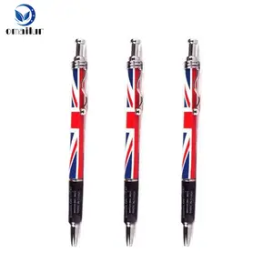 Britain Australian flag customized plastic national ballpoint pen with metal curved clip