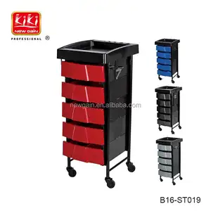 KIKI NEWGAIN PP Material Mobile Professionnel Plastic Hairdressing Beauty Salon Trolley With 5 Drawers And 1 Tray