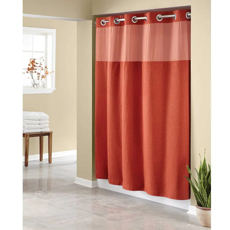 Hookless Waffle Fabric Shower Curtain, High Quality Waterproof Midewproof Shower Curtain