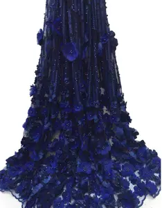 2021 3D модная Тяжелая дизайнерская ткань для платья с жемчужным Кружевом