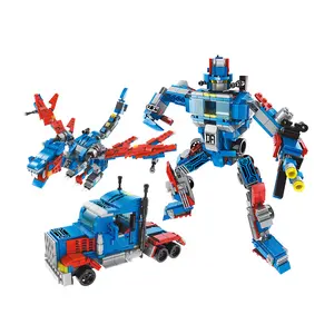 Lele Brother Bouw Baksteen Speelgoed Auto Robot 3-In-1 Kinderen Bouwstenen