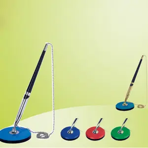 `2024 Office Counter table ball pen sand promotional hotel bank desk pen with chain