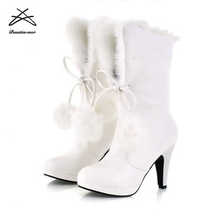 Grosir Sepatu Bot Wanita Bulu <span class=keywords><strong>Pu</strong></span> Cantik, Sepatu Bot Salju Musim Dingin Wanita - Product Image 3