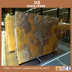 Chinese Goede Ruwe onyx materiaal tijger geel onyx marmer stone slab prijs