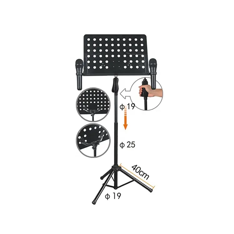 One Hand music book stand with Quick Grip Height Adjustment for singing