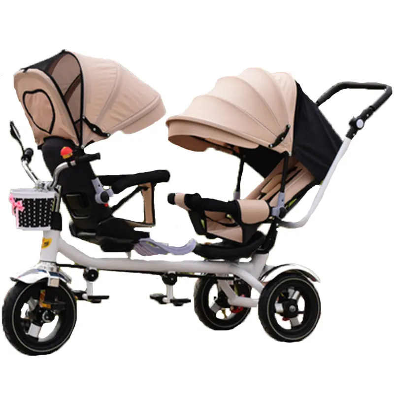 Best Selling baby stroller tricycle kids double seat tricycle for twins