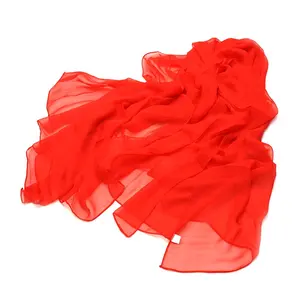 plain design soft material silk chiffon scarf for woman