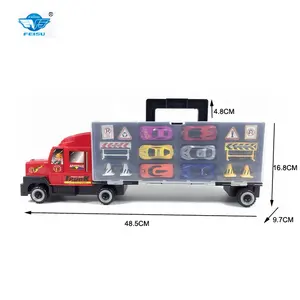 Feisu Carrying Big Truck with small diecast car toy and accessories for collection metal toy car model