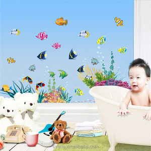Nuovi Adesivi <span class=keywords><strong>Murali</strong></span> 3D Syene per Bagno, <span class=keywords><strong>Mondo</strong></span> Sottomarino con Pesci Colorati, Decorazione Autoadesiva a Specchio per Bambini - Product Image 4