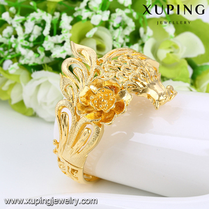 Xuping dubai 24K color oro flores dragón estilo fenomenal pulsera, anillo, aretes y collar set de joyas para mujeres - Product Image 5