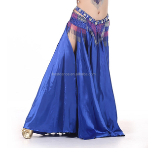 <span class=keywords><strong>Jupe</strong></span> de danse du ventre scintillante en Satin pour femmes, vêtement Tribal, fente latérale - Product Image 6