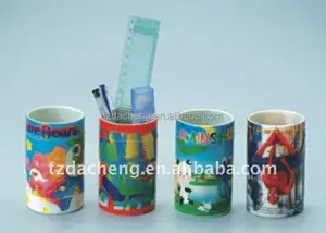 Juegos de vajilla con impresión de transferencia térmica para niños, rompecabezas de dibujos animados, tazas de plástico, venta al por mayor