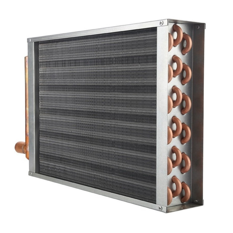 18x18 Water to Air Heat Exchanger 1 Copper Ports Hot Water Coil for Forced Air Heating, Outdoor Wood Furnaces, and Residential Heating, Alecoil Heat Exchanger