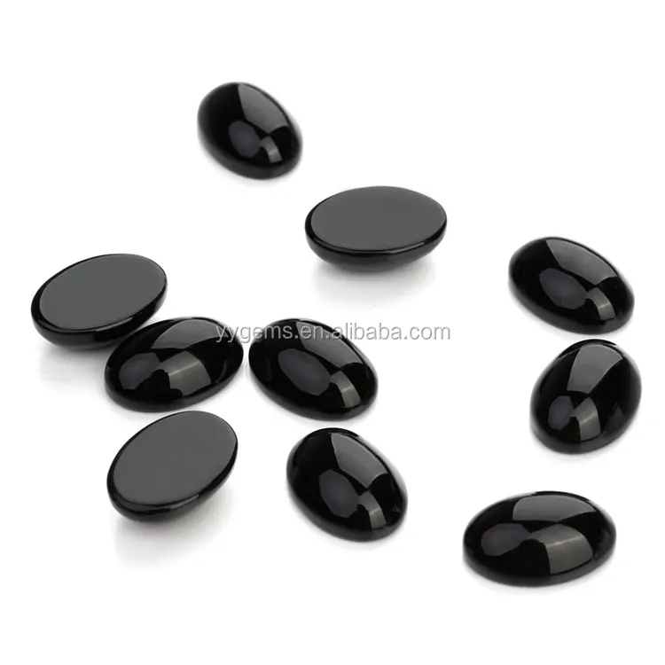 อัญมณีธรรมชาติสีดำอาเกตรูปไข่ Cabochon หินมีค่านิลในสต็อกขาย