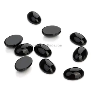 Natural Gemstones Black Agate Oval Cabochon Precious Stone Onyx in Stock Selling