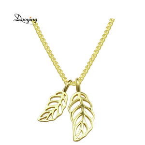 Tres de color de oro plateado de cobre joyería <span class=keywords><strong>conjunto</strong></span> de la cadena collar hermana doble colgante de joyería collar de la hoja - Product Image 1