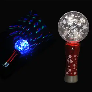 Disco Ball Light Projection LED Plastic Flashing Yard Christmas Snowflake Spinning Wand