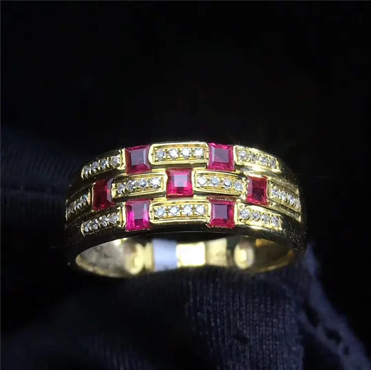 18 k oro Del Sud Africa diamante reale 0.45ct naturale rosso rubino anello per la femmina di nozze di fidanzamento