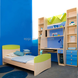 Ensemble Mobilier Moderne Vert pour Chambre à Coucher d'École ou de Dortoir : <span class=keywords><strong>Lit</strong></span> <span class=keywords><strong>Superposé</strong></span> en Bois, Bureau et Armoire - Product Image 4
