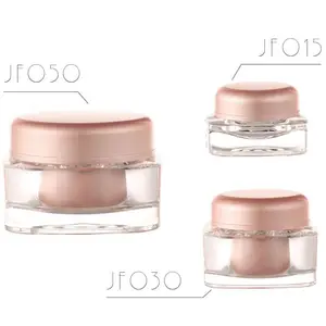 Jinsheng Luxury Rose Pink Golden 10ml 30ml 50ml 100ml Cosmetic Packaging Empty Container Square Plastic Acrylic Cream Jars
