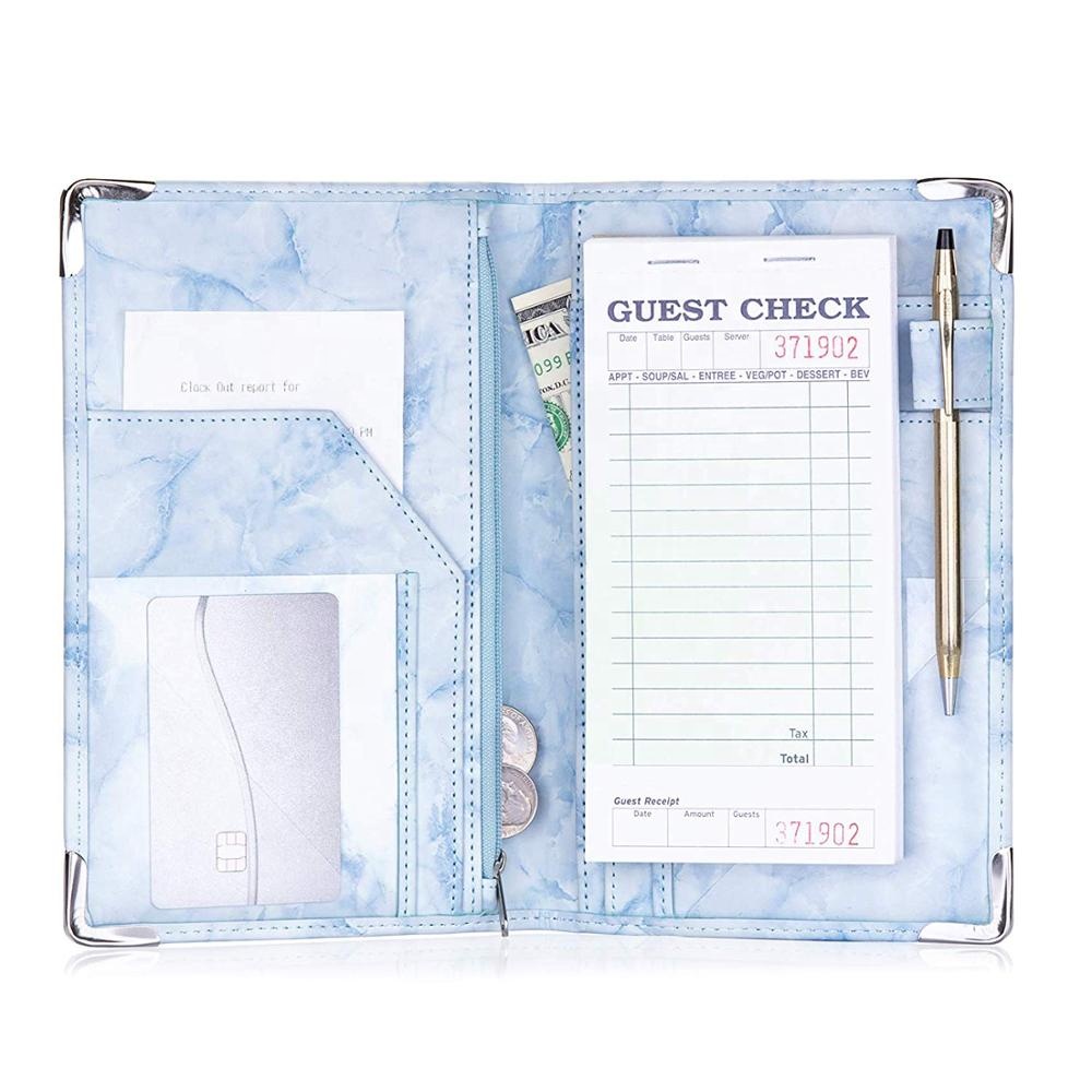 5x8 ''9-карман Deluxe сервера книга мрамор классический стиль для официанта ресторана официантка официанты включает в себя застежка-молния сумка-Органайзер