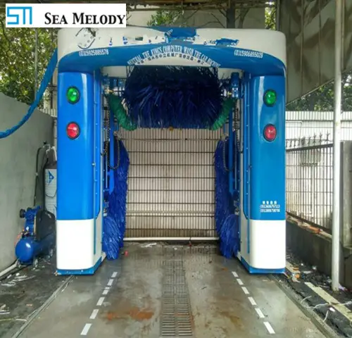 Super high pressure gantry type car wash and dry plant with brushes