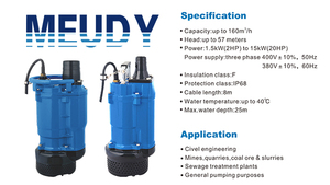Bombas sumergibles de la serie Meudy KBZ para la construcción civil para el tratamiento de aguas residuales Drenaje de deshidratación - Product Image 6