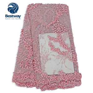 Bestway-tela de encaje francés y africano con cuentas para vestido de novia, gran red, FL0401