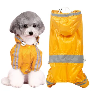 Reflective small size pet dog clothes raincoat with 4 legs
