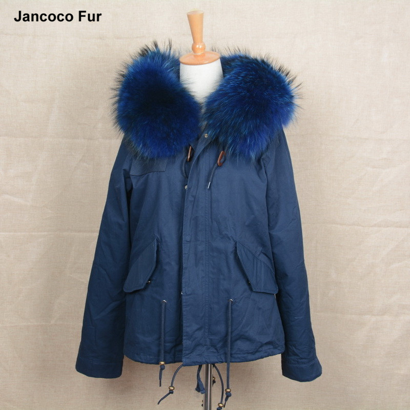 2018 Amovible Parker Veste Véritable Raton Laveur Grand Col De Fourrure Parka Version Hiver Chaud Rayé À Capuche Manteau