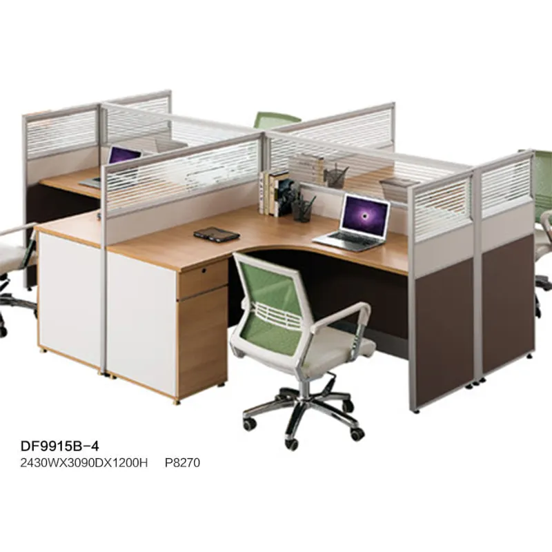أعلى المنتج دائم خشبية ستوديو أثاث غرفة مكتب مكتب محطة التقسيم لمدة 4 أشخاص DF9215B-4