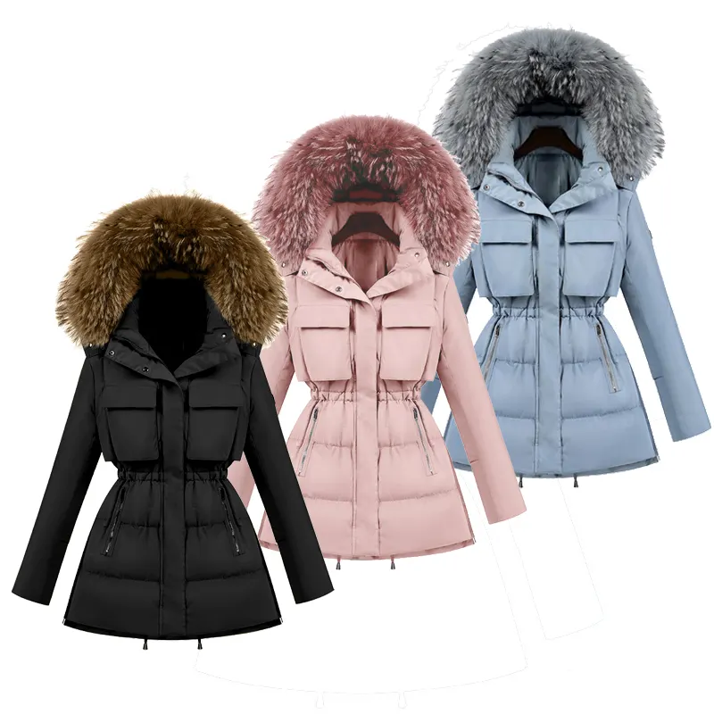 Winter cheap long slim fit duck down feather jacket women