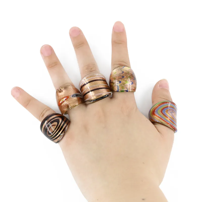 Visunion XULIN — anneaux lampes de haute qualité, bagues de sable doré fabriqué à la main avec mélange de couleurs, taille 12 pièces/boîte
