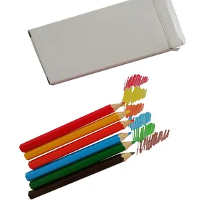 3.5 "Mini yuvarlak kağıt kalem tüpleri Set 12-Piece ambalaj okul kullanımı için kalemtıraş ile renkli kalemler içerir