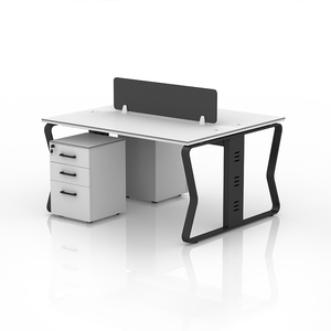 Muebles de Oficina Modernos 2019, Estación de Trabajo de Oficina Personalizada de <span class=keywords><strong>2</strong></span> Plazas, Estructura de Acero, Superficie de MFC con Partición - Product Image 2
