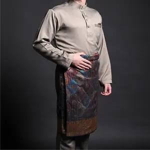Müslüman giyen Moda Tasarım baju melayu Uzun Kollu Etnik Thobe
