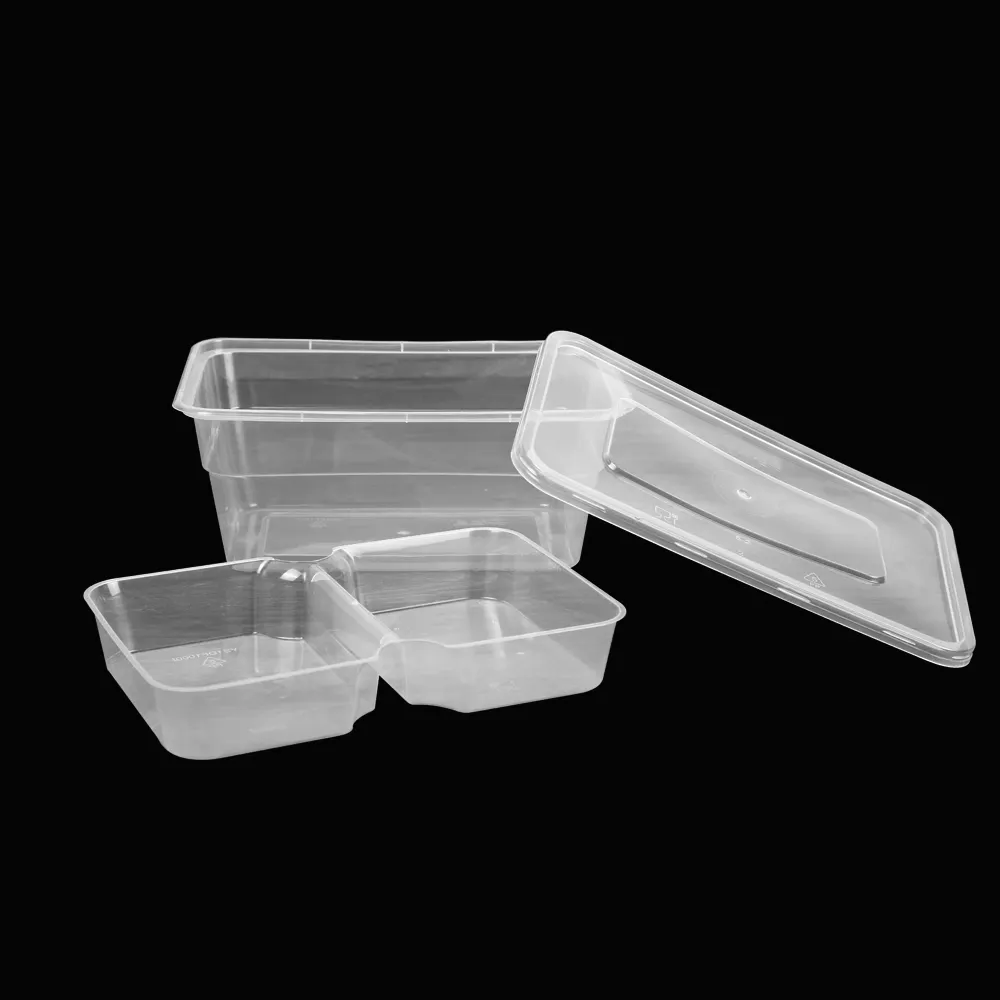 Microwave Disposable PP Eco Friendly Restaurant Rectangular Food Container 650ML Clear Plastic Food Storage Container