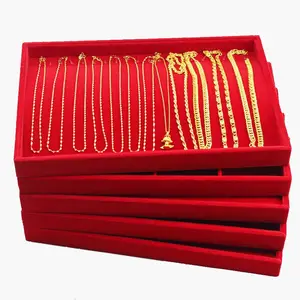 Einzelhandel Tragbare Schmucks cha tulle Red Velvet Schmuck Display Container Perle Aufbewahrung behälter Ohrring Schmuck Aufbewahrung stablett