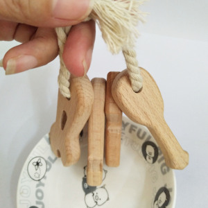 ไม้ teether ชุดเครื่องมือ 4 ชิ้น baby teether จี้ธรรมชาติไม้ Teething ของเล่น