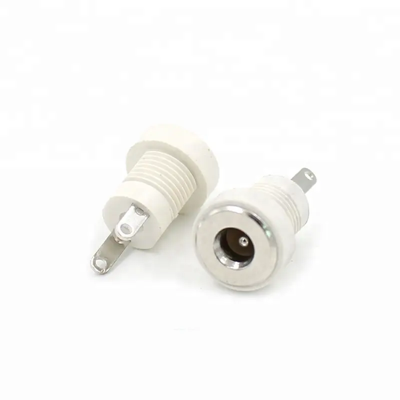 White 2 Pins DC-022B DC Power Jack Female Panel Mounting Connector Socket