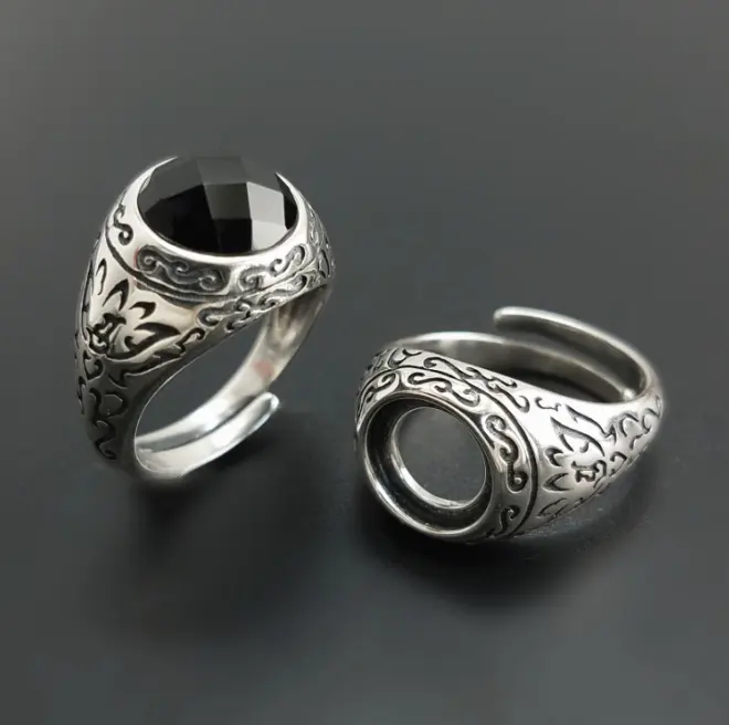 92,5 de plata ajustable anillos de joyería para hombres