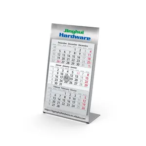 Calendario de escritorio promocional de acero inoxidable de 3 meses