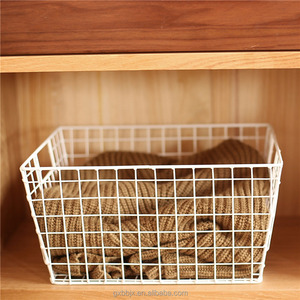 Factory price organization supplier metal wire storage basket with open design handle