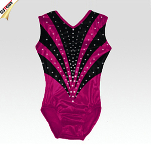 Strass Ijzer Op Zwart En Roze Shining Meisjes Gymnastiek Maillots