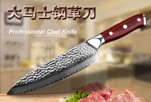 Couteau de <span class=keywords><strong>chef</strong></span> forgé à la main en acier Damas japonais, martelé, pour couper la viande en tranches, couteau de cuisine professionnel, logo personnalisé, emballage - Product Image 6