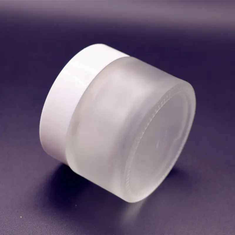 In Stock Small Order Empty Cylinder 5g 10g 15g 20g 30g 50g/50ml 60g 100g frost cosmetic cream glass jar with White screw lid