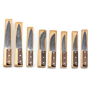 Xyj couteau de boucher, manche en bois, grain damas laser 8 pièces - Product Image 1