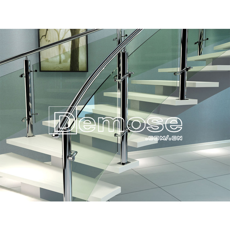 Современный Стеклянный Протектор из нержавеющей стали перила штанги двойной Стрингер изогнутый дизайн лестниц