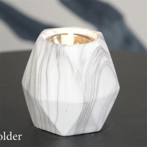Geometric Cutting Marble Glazed Modern Home Decor <strong>Candle</strong> Jaes Noridc White Ceramic <strong>Tealight</strong> <strong>Candle</strong> <strong>Holder</strong> - Product Image 1
